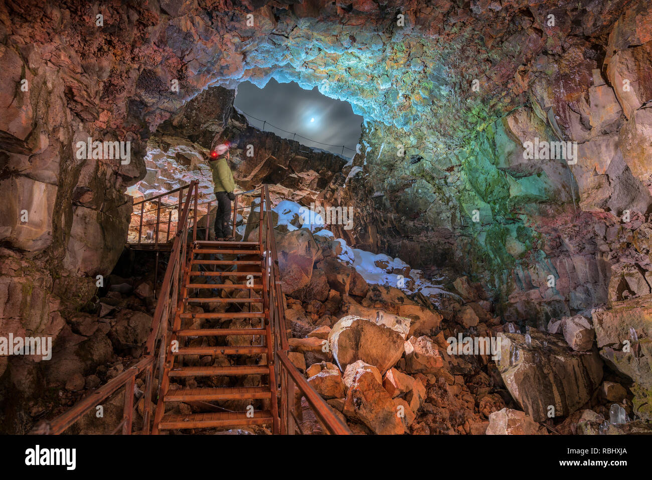 Lava-höhle Höhle, Island Stockfoto