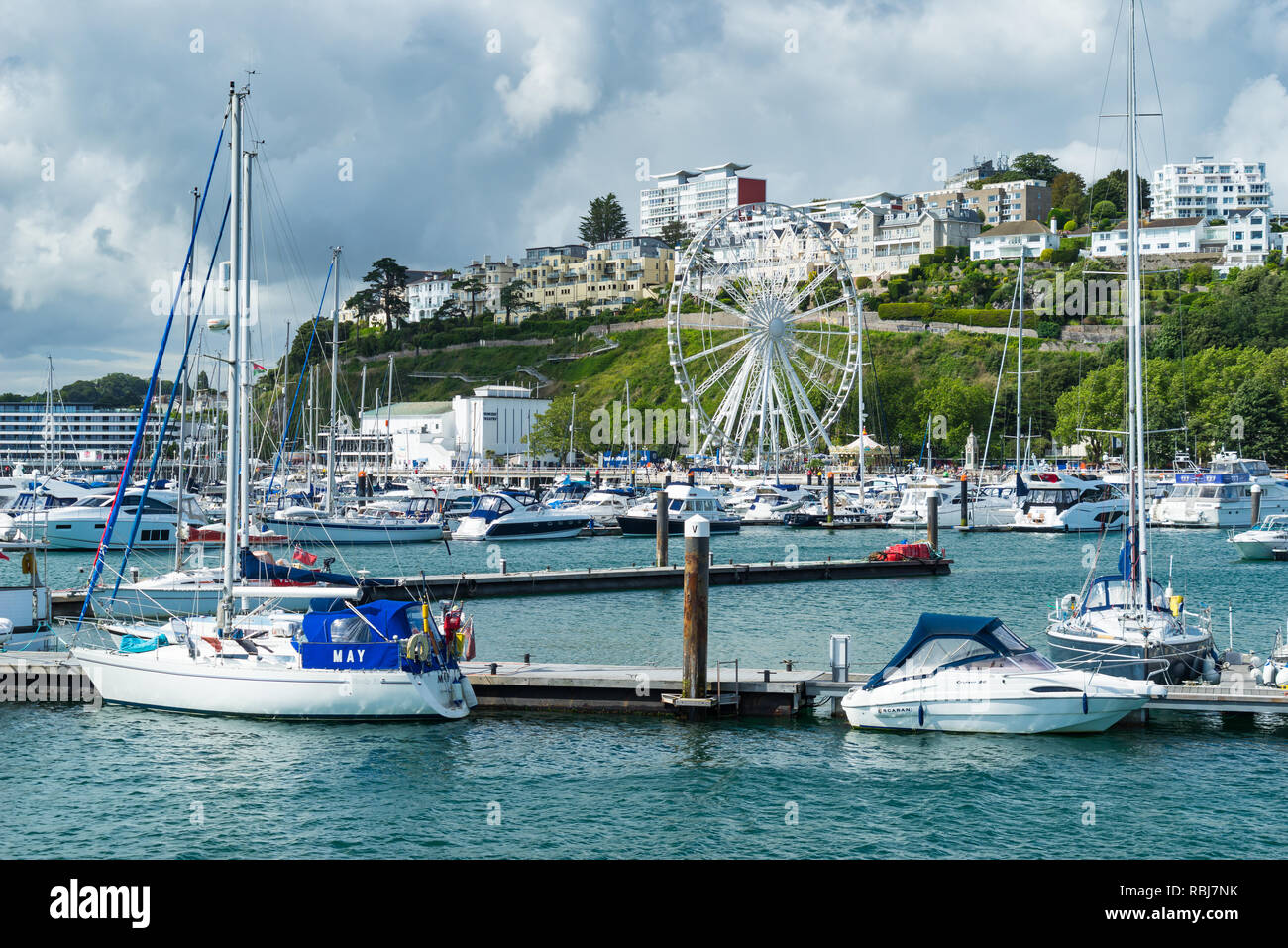 TORQUAY, Devon, England - 31. Juli 2017: Die Marina bei Torquay ein beliebtes Urlaubsziel in Devon, England Großbritannien Stockfoto