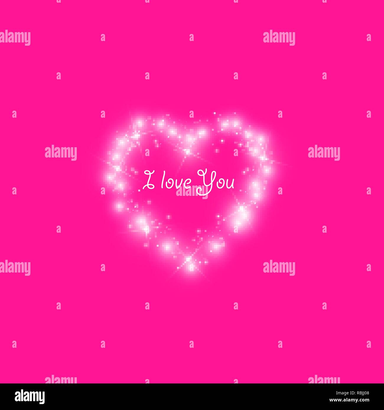 Happy Valentines Tag Grußkarte. Ich liebe Dich. 14. Februar. Urlaub Hintergrund mit Herzen mit Pfeil, Licht, Sterne auf transparenten Hintergrund. Vector Illustration Stock Vektor