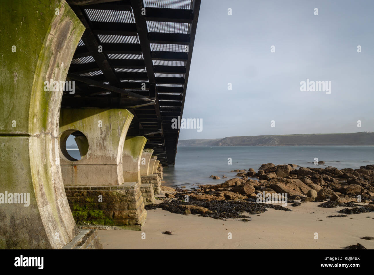 RNLI Lifeboat Rampe bei Sennen Cove Stockfoto