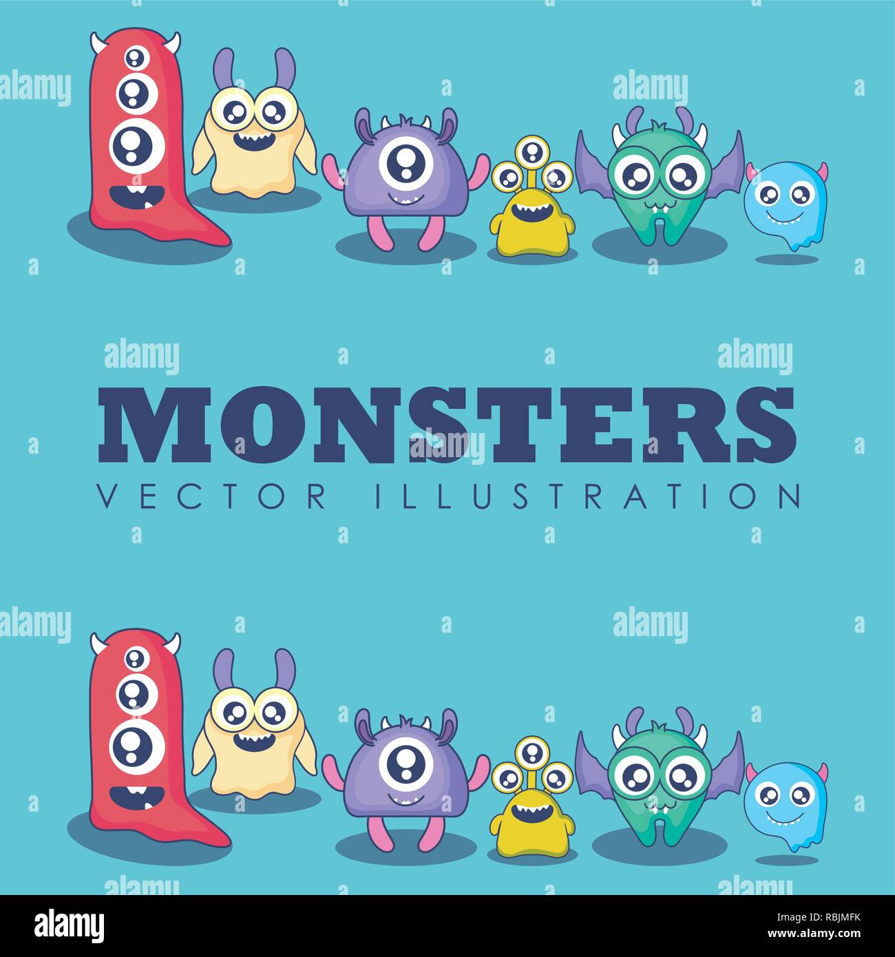 Gruppe von niedlichen Monster card Vector Illustration Design Stock Vektor