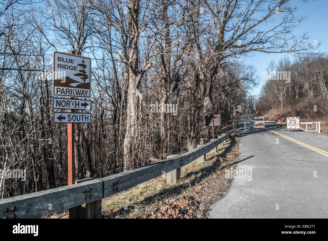 National Park Service schließt den öffentlichen Straßen aufgrund der Bundesregierung Herunterfahren Stockfoto