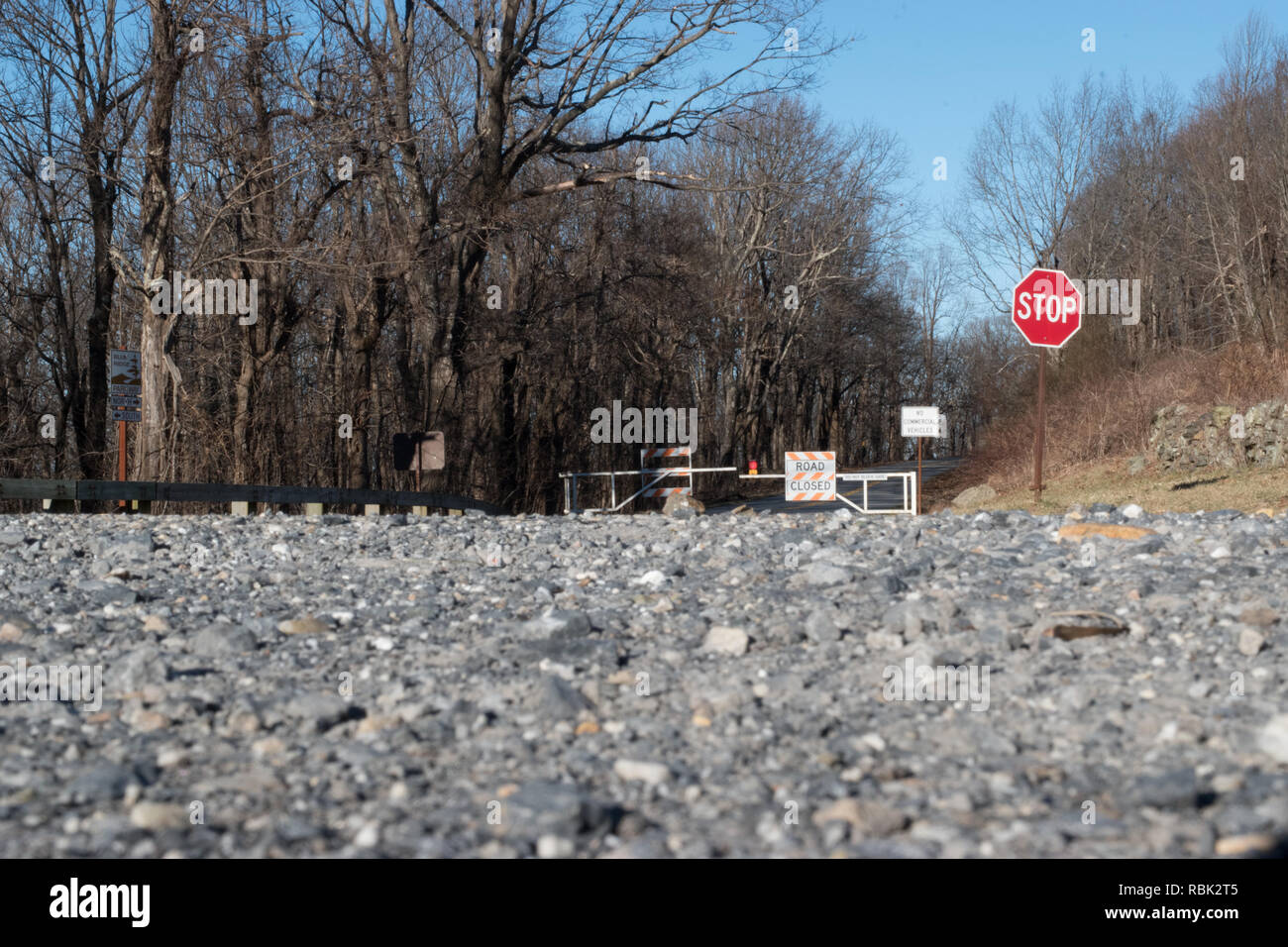 National Park Service schließt den öffentlichen Straßen aufgrund der Bundesregierung Herunterfahren Stockfoto