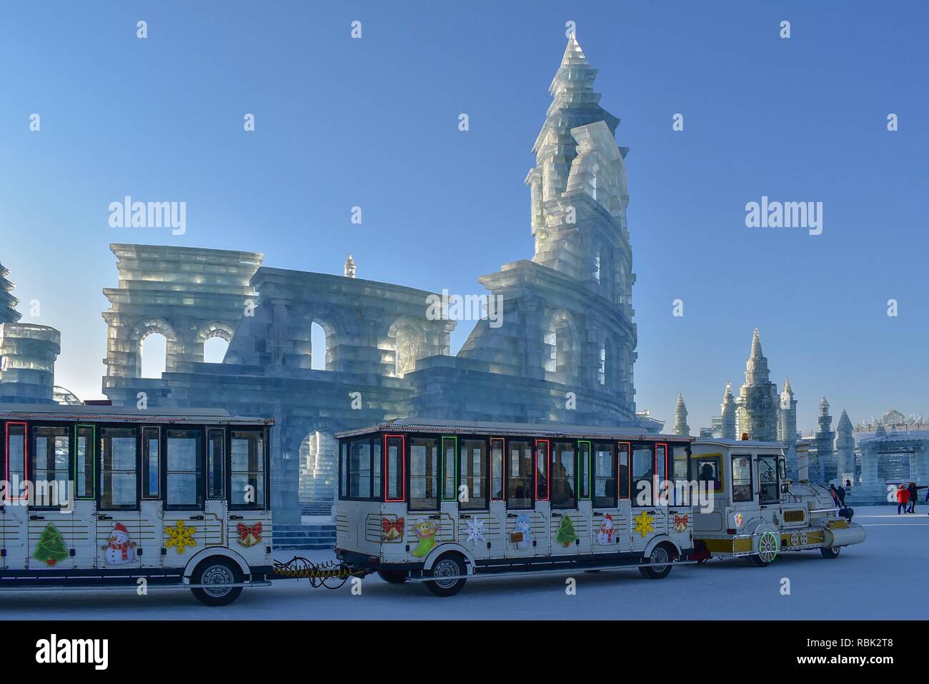 Harbin Ice Festival Land Zug Stockfoto