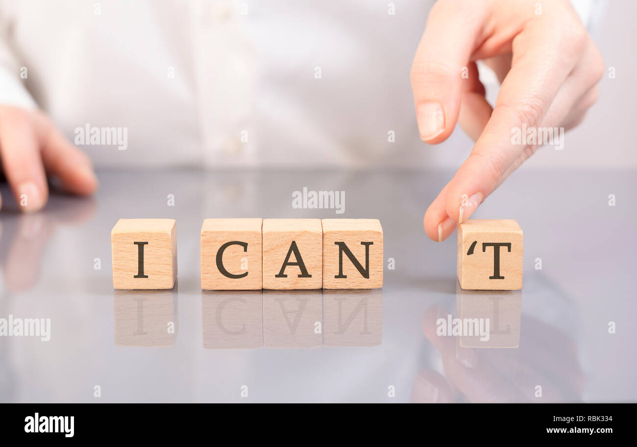 Weibliche Trennung der negative Zubehör. ' I kann nicht" war der Wechsel zu 'I' Stockfoto