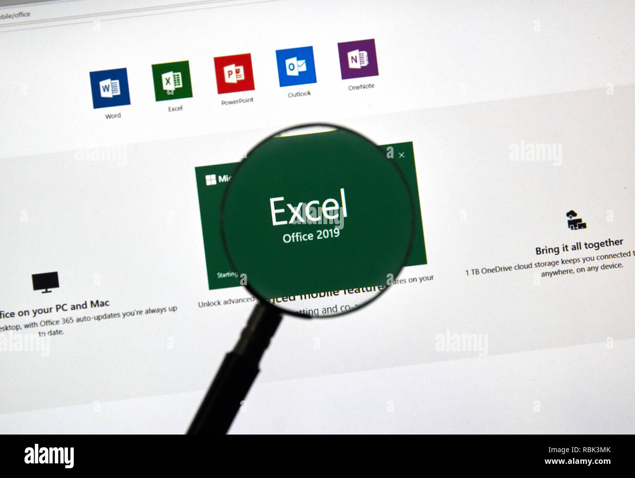 MONTREAL, KANADA - 10. Januar 2019: Microsoft Office 2019 Excel. Microsoft Office 2019 ist die neue Version von Microsoft Office, ein Productivity Suite, Stockfoto