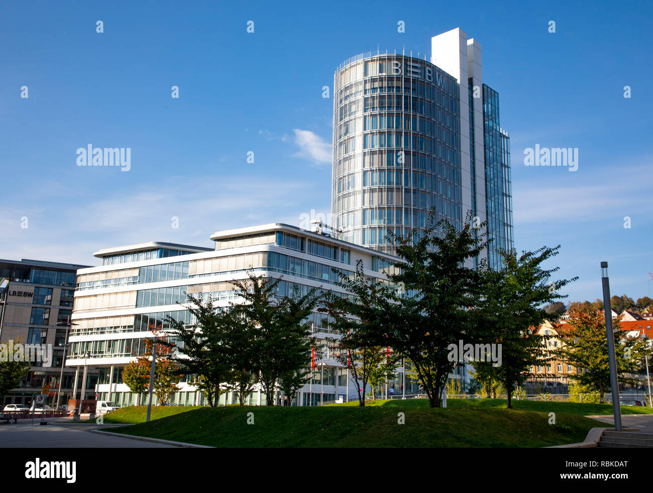 LBBW-Gebäude, Landesbank Baden-WŸrttemberg in Stuttgart, Bundesbank im Europäischen Viertel, moderne Fassade, Deutschland Stockfoto