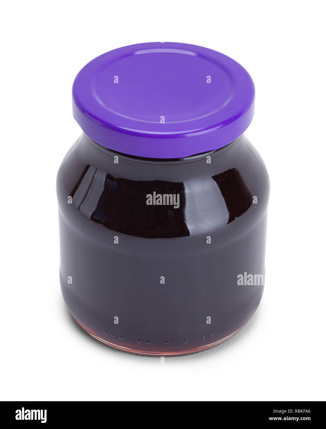 Kleine Grape Jelly Jar isoliert auf Weiss. Stockfoto