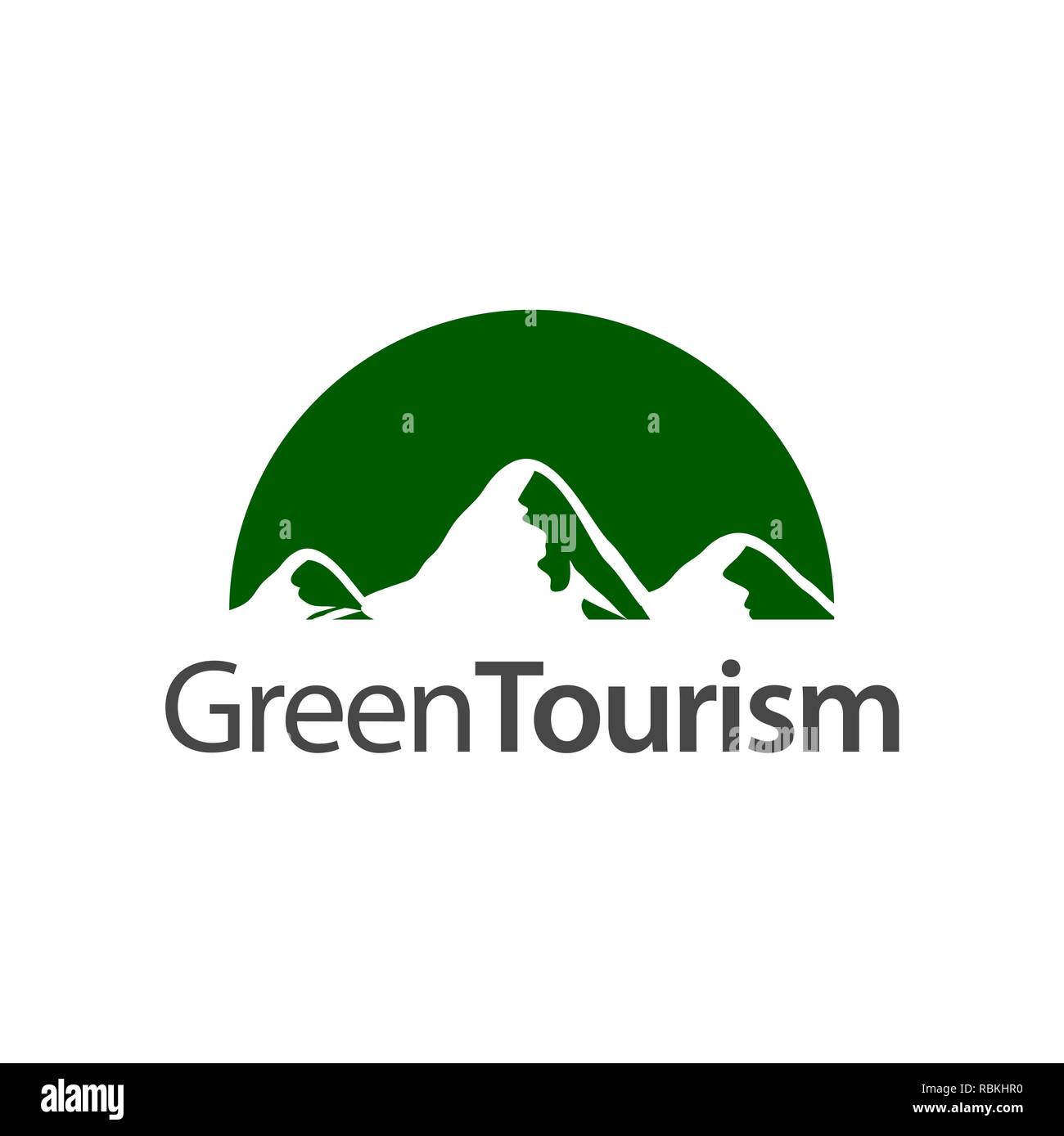 Grünen Tourismus. Die Hälfte Kreis Berg Symbol logo Konzept Design vorlage Idee Stock Vektor