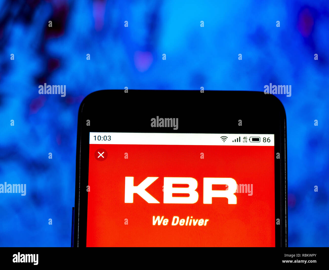 Kiew, Ukraine. 10 Jan, 2019. KBR Engineering Company Logo gesehen auf einem Smartphone angezeigt. Quelle: Igor Golovniov/SOPA Images/ZUMA Draht/Alamy leben Nachrichten Stockfoto