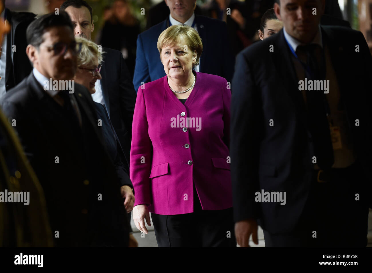 Athen, Griechenland. 11 Jan, 2019. Bundeskanzlerin Angela Merkel (CDU) zu Besuch in der Deutschen Schule in Athen. Credit: Angelos Tzortzinis/dpa/Alamy leben Nachrichten Stockfoto