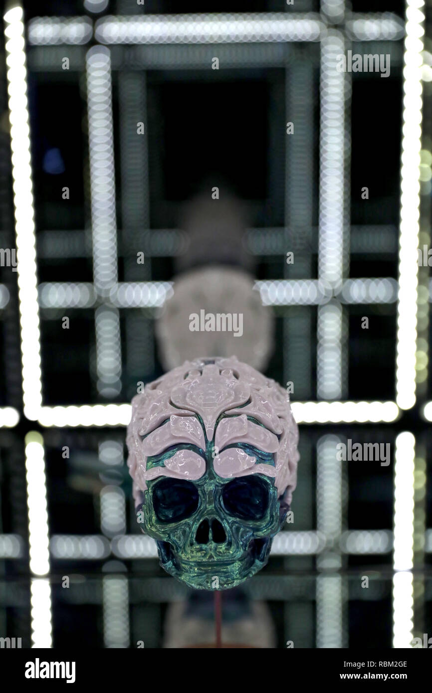 Hong Kong. 11 Jan, 2019. Foto auf Jan. 11, 2019 zeigt ein Kunstwerk auf eine Ausstellung mit dem Namen 'Shape-Shifter: Das Multiversum von Wallce Chan" bei Christie's Galerie in Hong Kong, South China übernommen. Credit: Wu Xiaochu/Xinhua/Alamy leben Nachrichten Stockfoto