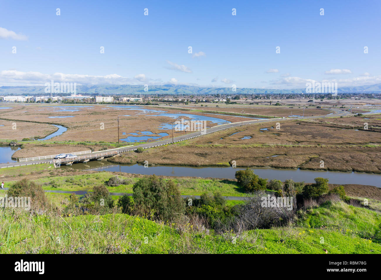 Feuchtgebiete im Don Edwards Wildlife Refuge, Fremont, San Francisco Bay Area, Kalifornien Stockfoto