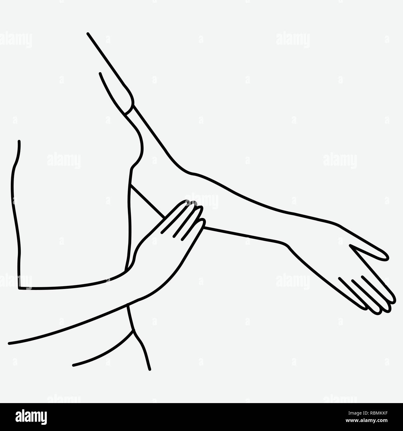 Frau massieren Ihren linken Arm, konzeptionelle Vektor Stock Vektor