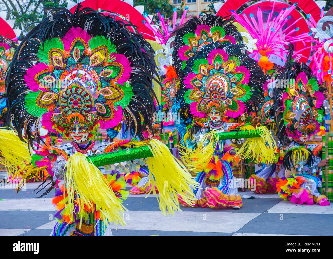 Teilnehmer am Masskara Festival in Bacolod Philippinen Stockfoto