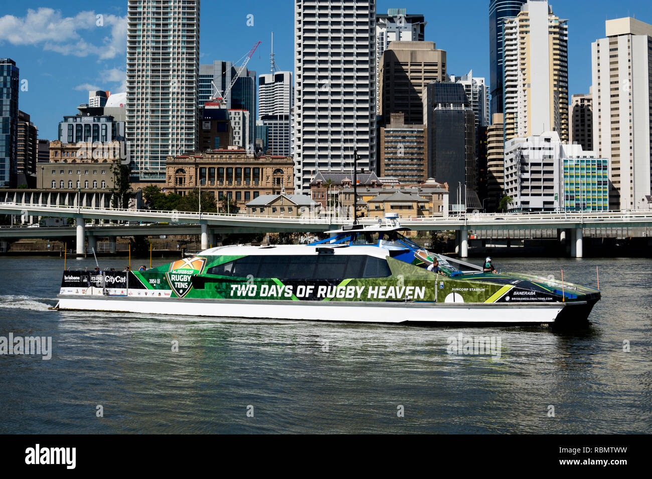 CityCat Katamaran auf den Brisbane River, Brisbane, Queensland, Australien Stockfoto