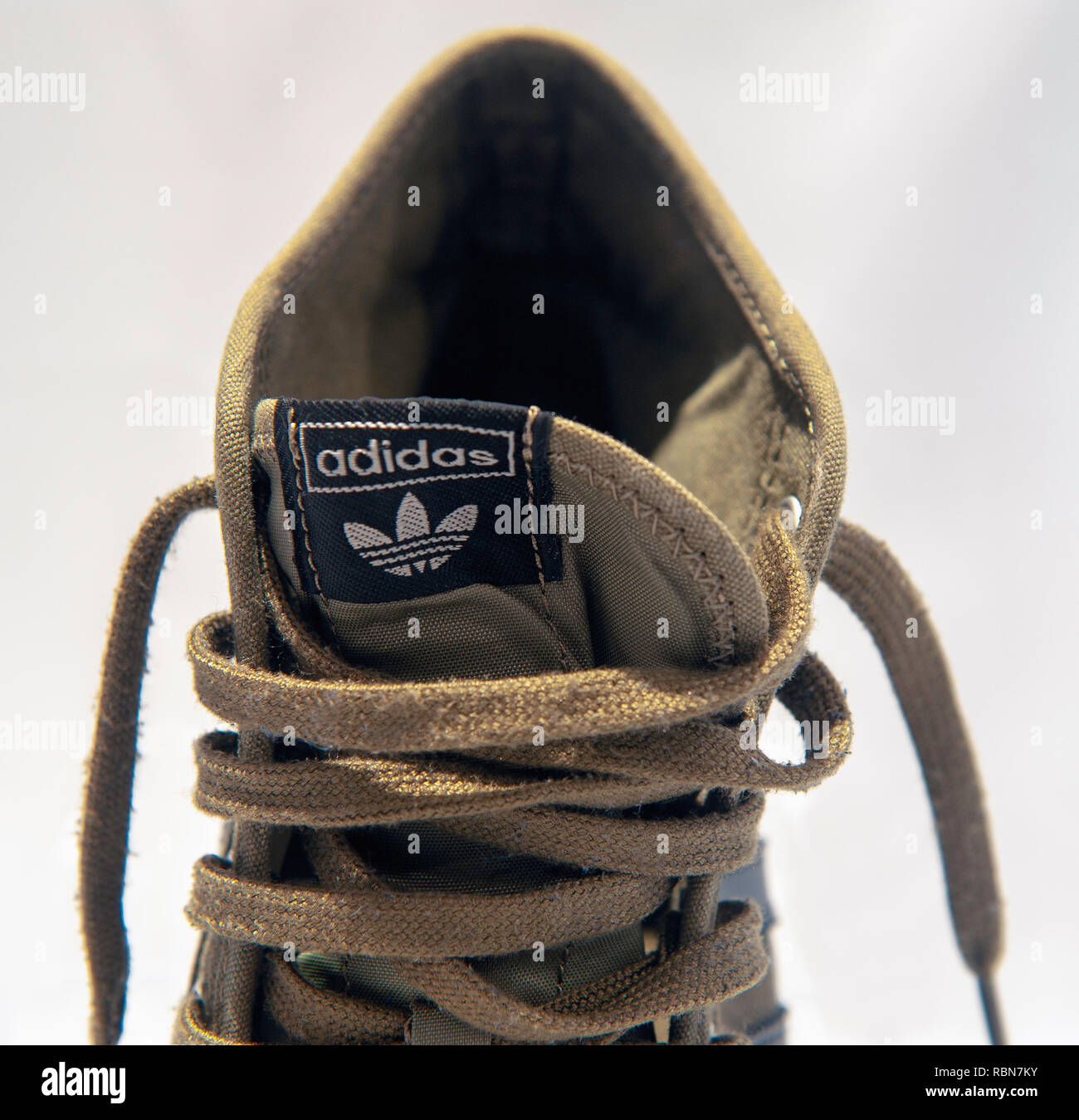 Zunge & Spitzen von einem Adidas boot Stockfoto