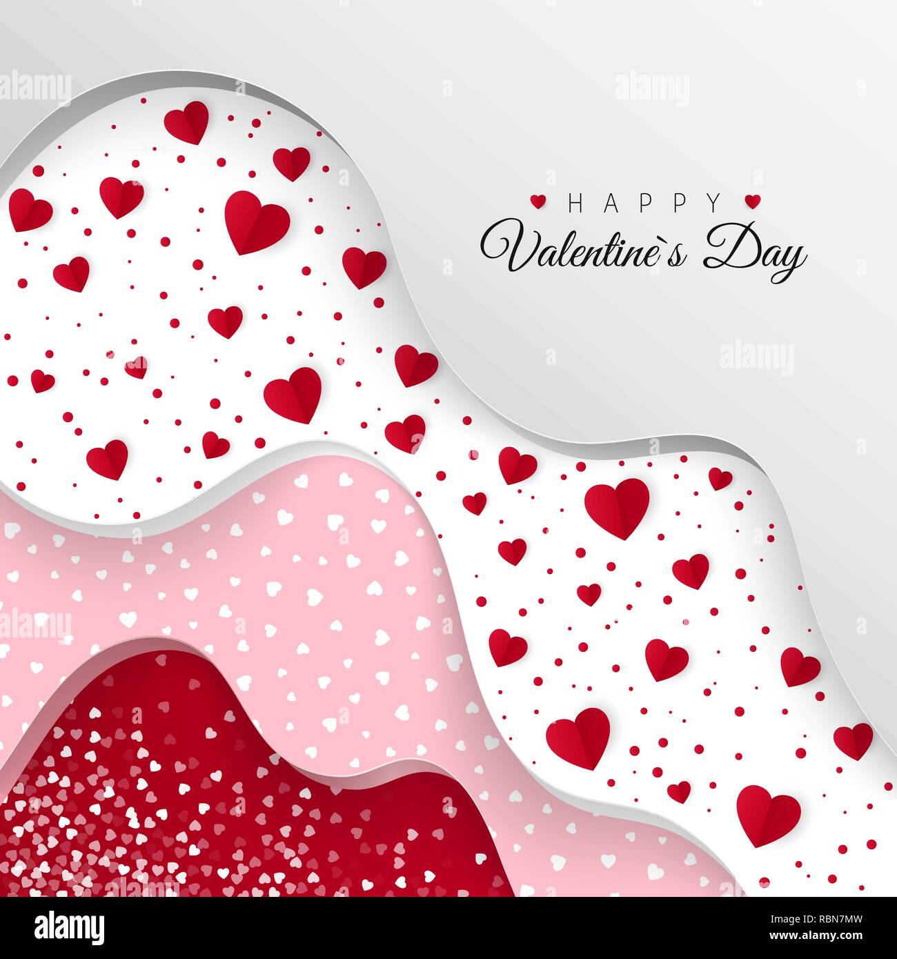 Happy Valentines Tag Grußkarte. Schichten mit unterschiedlichen dekorative Elemente. Urlaub Dekoration Elemente. Vector Illustration Stock Vektor