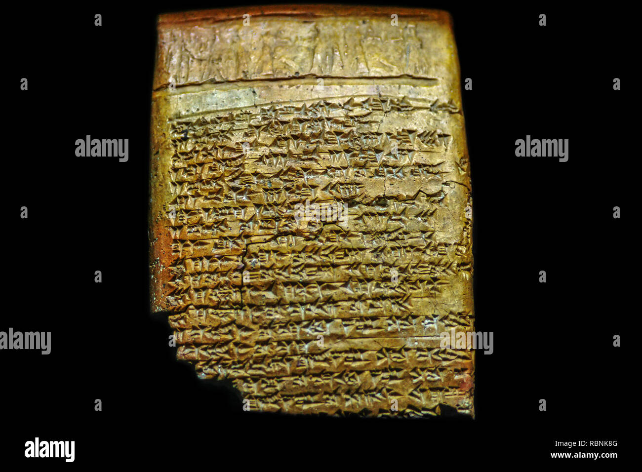 National Museum, Tablet in arameen. Damaskus. Syrien, Naher Osten Stockfoto