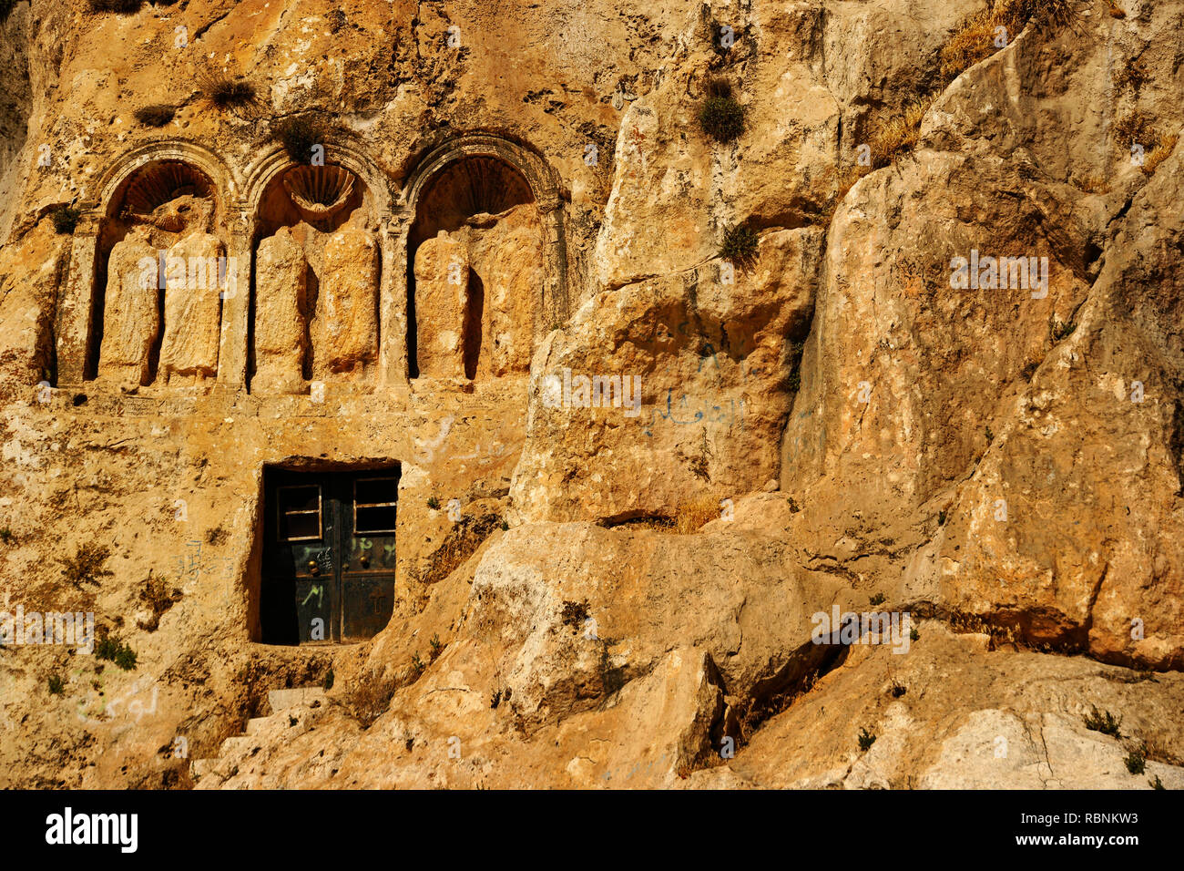 Romain Grotte unter dem Kloster Notre Dame de Seydnaya, am Dorf von seydnaya. Qalamoun. Syrien, Naher Osten Stockfoto