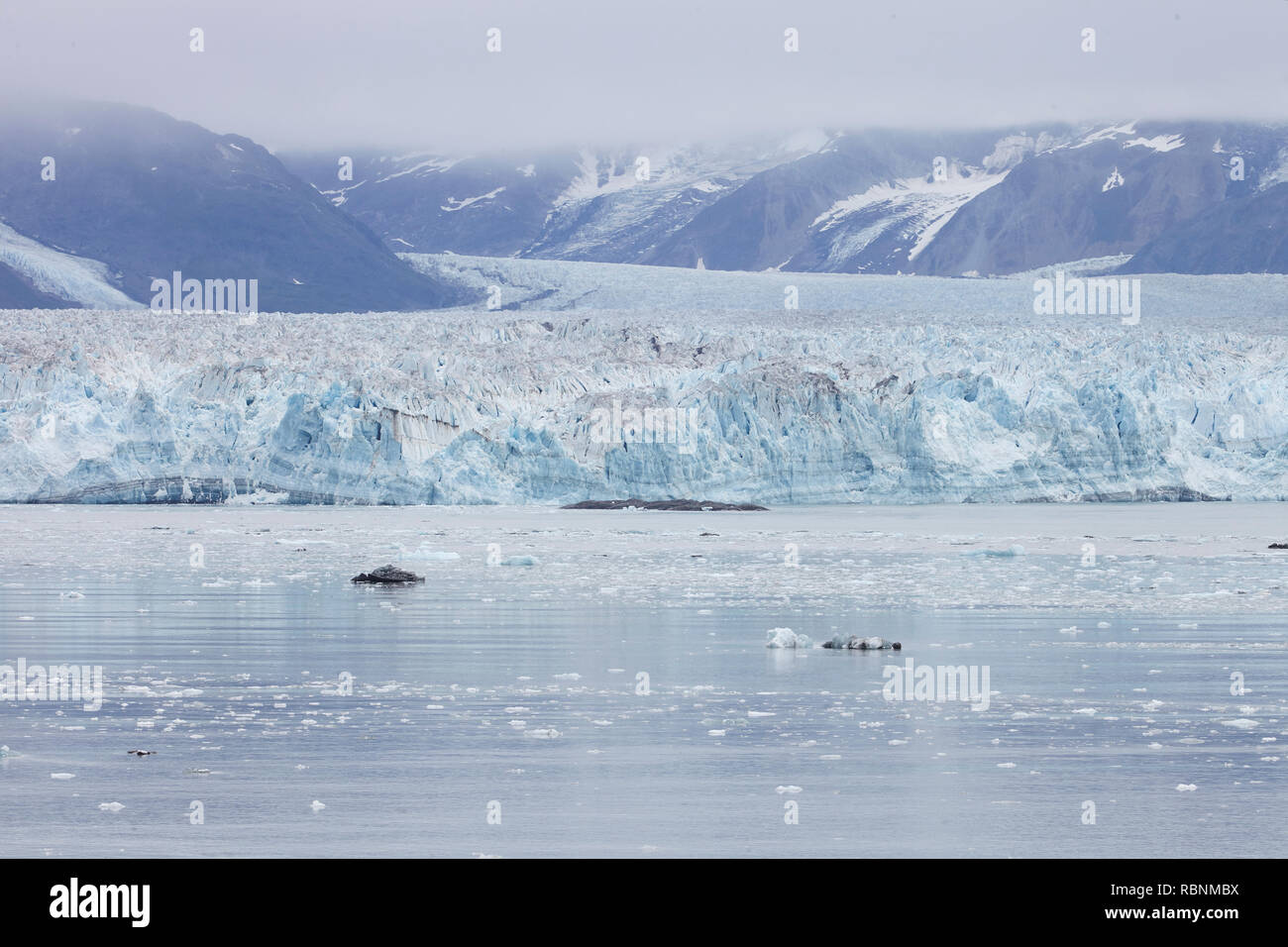 Gletscher fließt in See in Alaska, USA Stockfoto