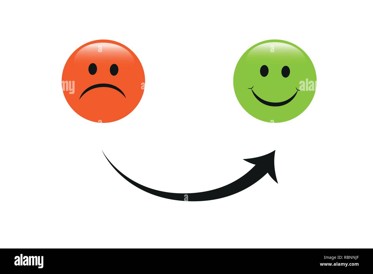 Die smiley-Gesichter, die roten und grünen Pfeil, traurig, glücklich Symbol Vektor EPS Abbildung 10 Stock Vektor