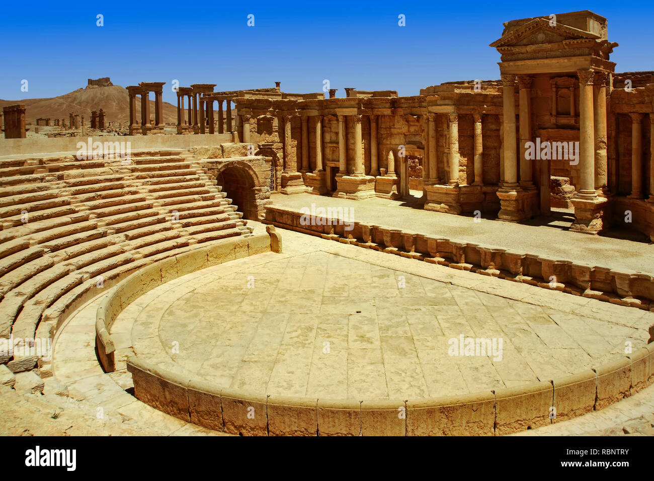 Romain Theater. Die Ruinen der alten griechisch-römischen Stadt von Palmira. Syrien, Naher Osten Stockfoto