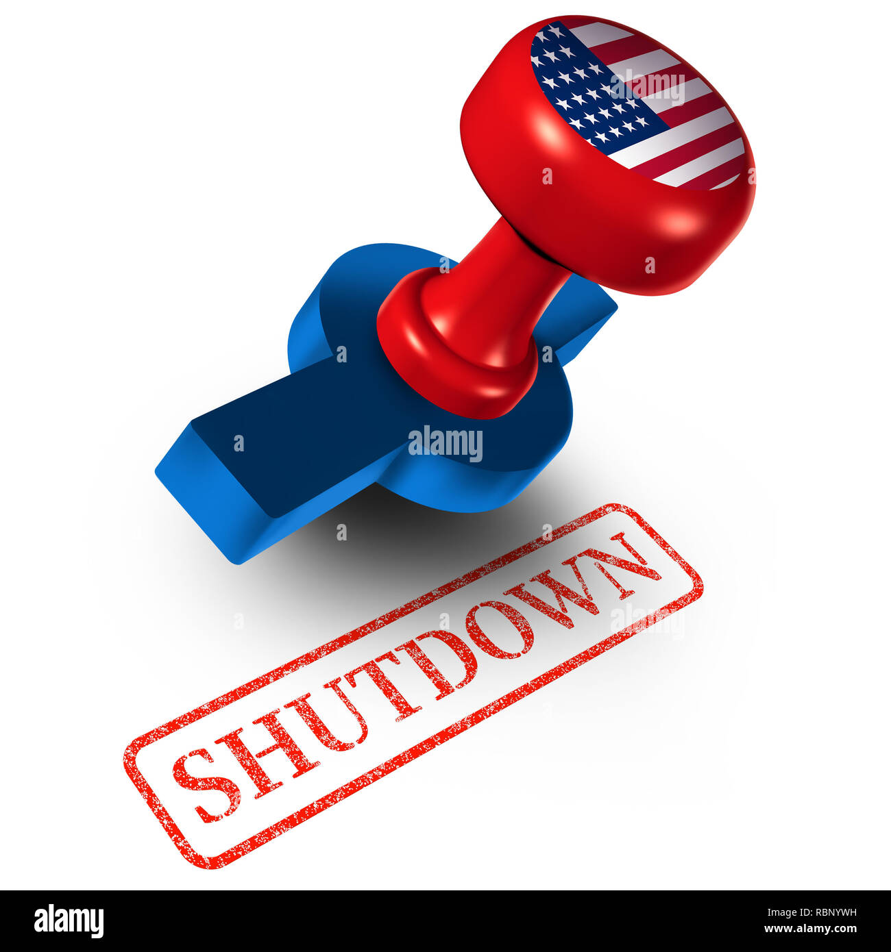 Government Shutdown USA und United States geschlossen oder die amerikanische Bundesregierung wegen Ausgabe Rechnung Uneinigkeit zwischen der linken und der rechten Seite schließen. Stockfoto