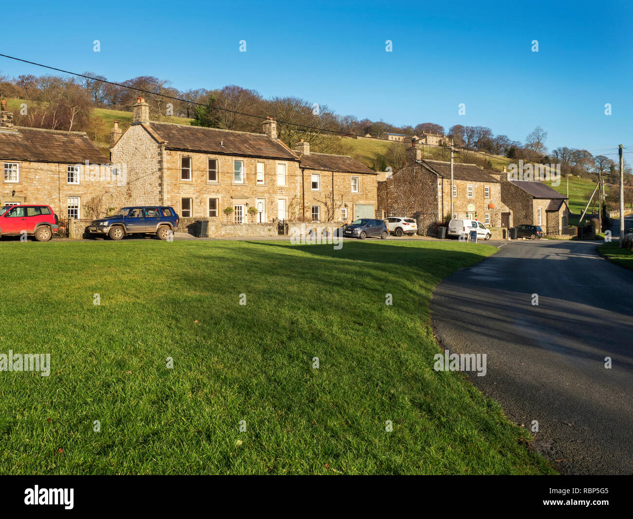 Village Green bei Bishopdale Thoralby in Yorkshire Dales England Stockfoto