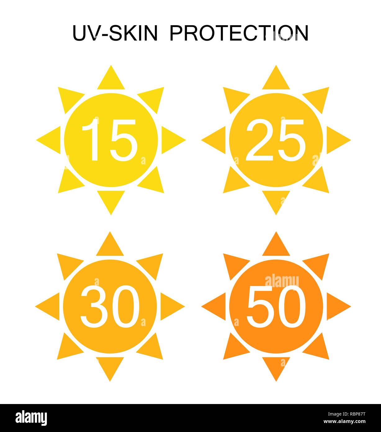 UV-Schutz Sternzeichen Symbol Sammlung eingestellt. Vector Illustration Stock Vektor