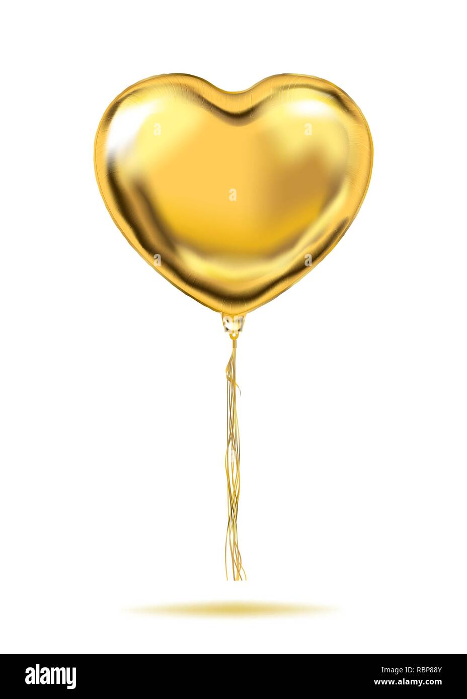 Gold Foil Herz Ballon. Bild Geburtstagsfeier, sozialen Partei und jeder Urlaub Veranstaltungen. Isolierte Vektor glänzenden goldenen Ballon in der Luft Stock Vektor