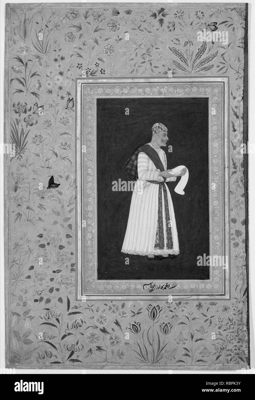 "Portrait von Mulla Mohammed Khan Vali von Bijapur', Folio aus dem Shah Jahan Album Stockfoto