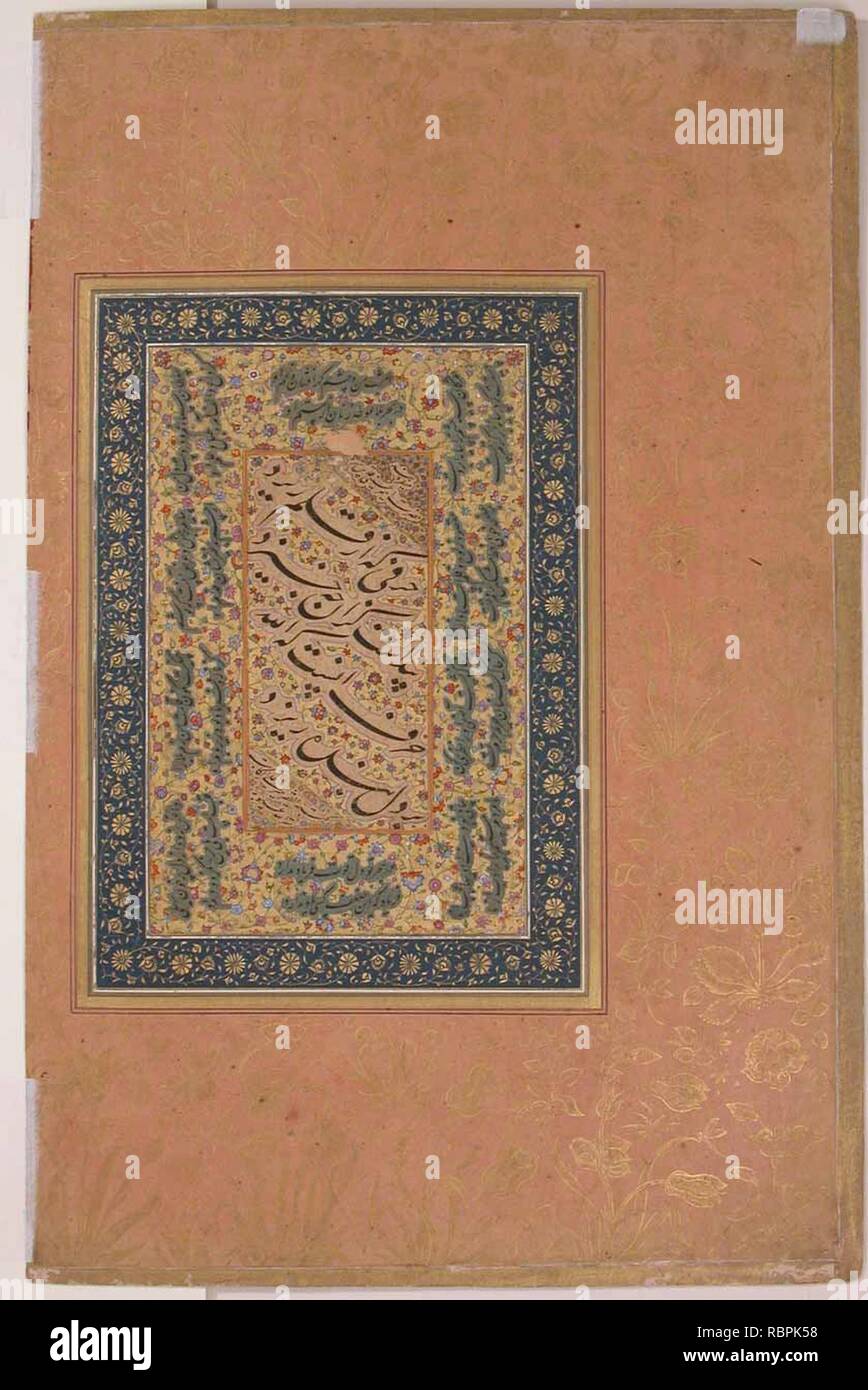 "Portrait von Sayyid Abu'l Nassim Khan, Khan Jahan Barha', Folio aus dem Shah Jahan Album Stockfoto