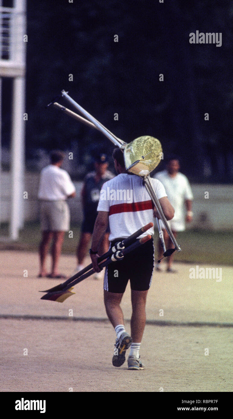 Barcelona Olympics 1992 - See Banyoles, SPANIEN, GER M1X. Thomas Lange, [Pflichtfeld Credit: Peter Spurrier/Intersport Bilder]. Stockfoto