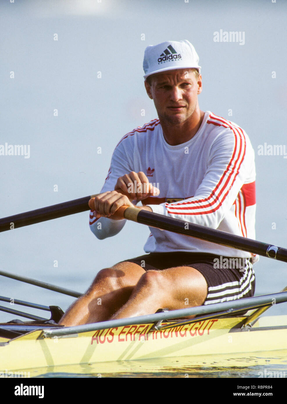 Barcelona Olympics 1992 - See Banyoles, SPANIEN, GER M1X. Thomas Lange, [Pflichtfeld Credit: Peter Spurrier/Intersport Bilder]. Stockfoto