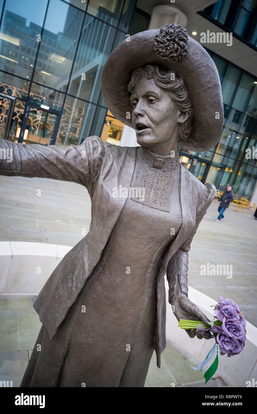 Statue von Emmeline Pankhurst, St. Peter's Square, Manchester Stockfoto