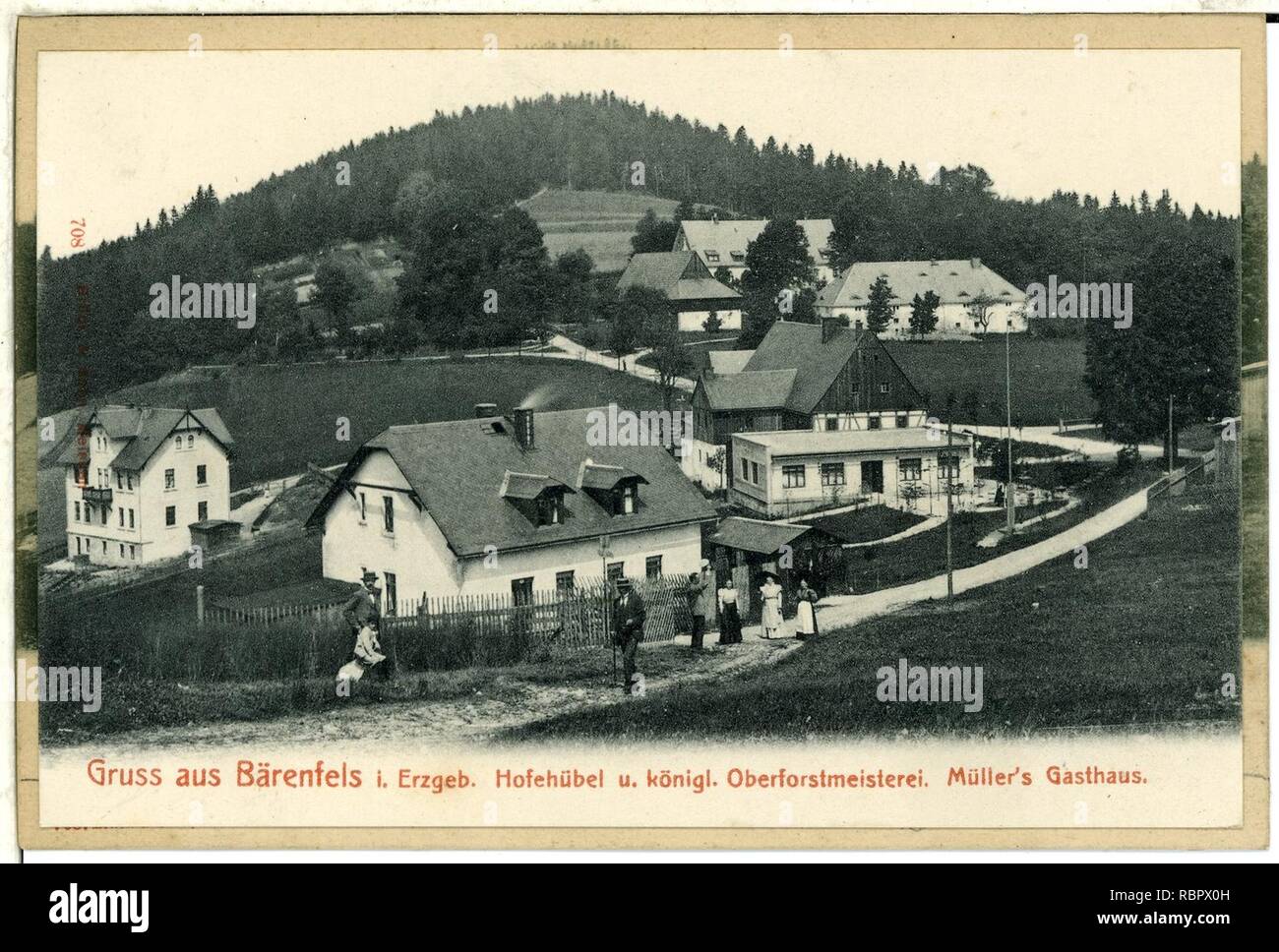 00708 - Bärenfels-1898 - Hofehübel, Oberforstmeisterei, Müllers Gasthaus-Brück&Sohn Kunstverlag. Stockfoto
