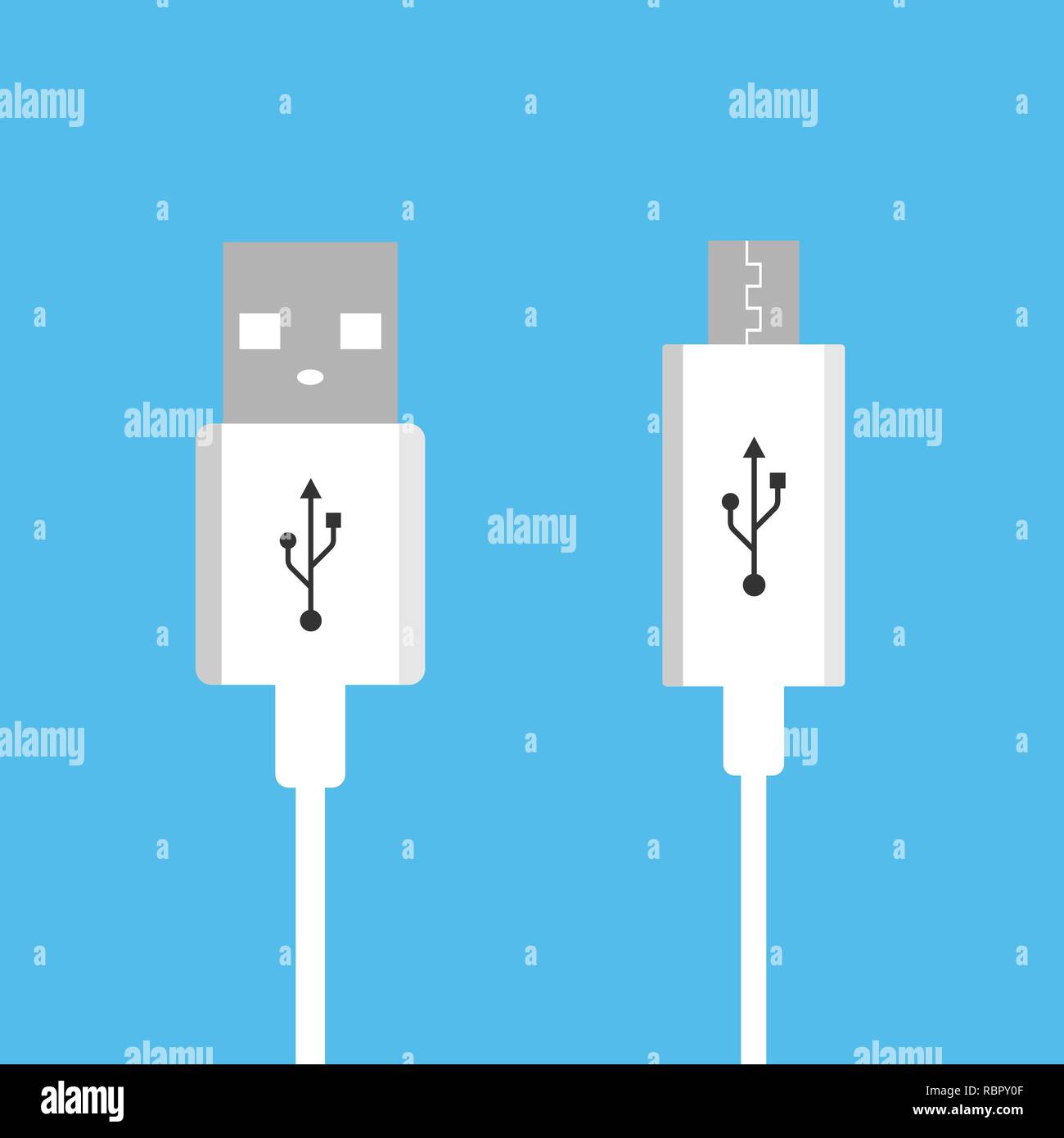 Micro-USB-Kabel. USB-Verbindung. Vector Illustration flach Stock Vektor