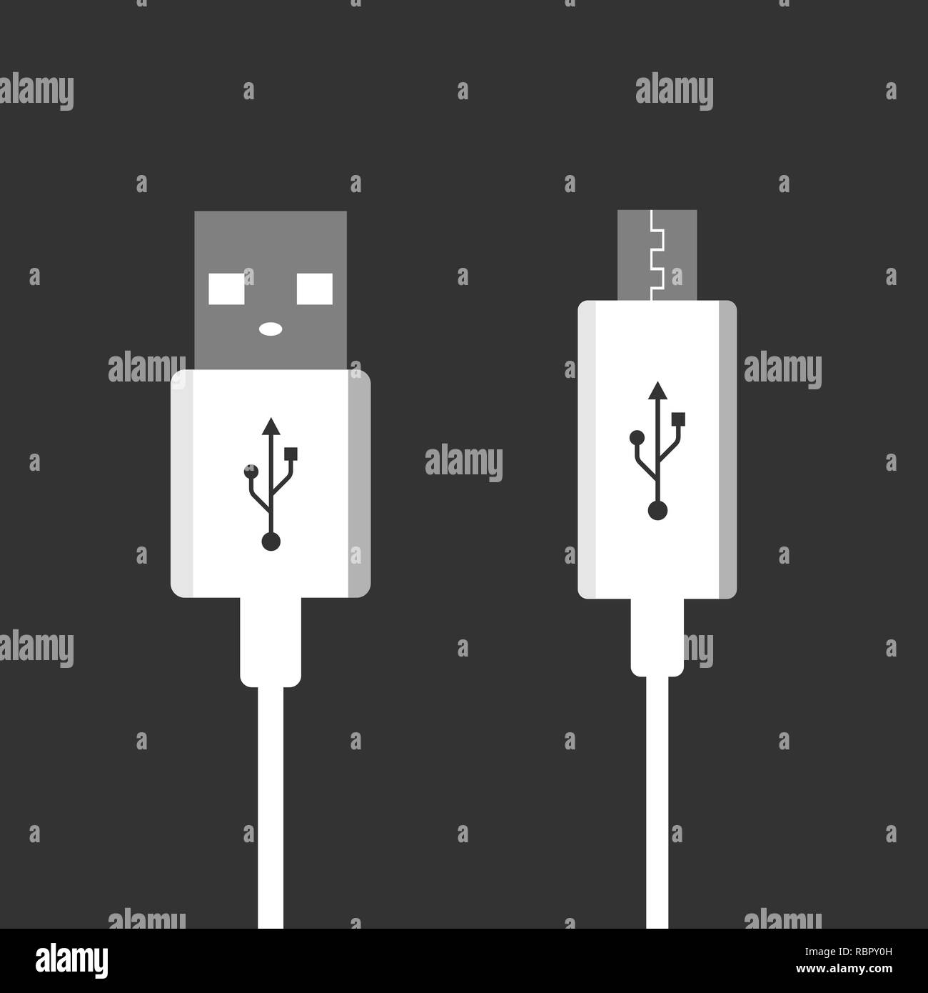 Micro-USB-Kabel. USB-Verbindung. Vector Illustration flach Stock Vektor