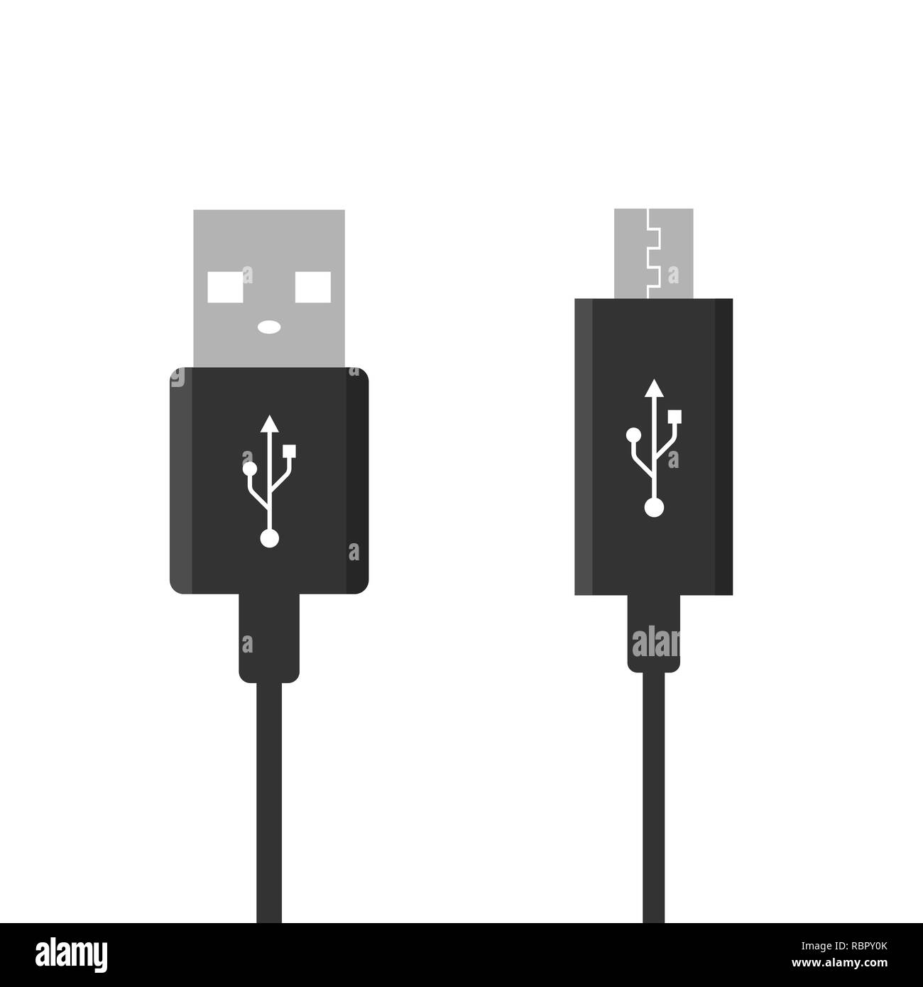 Micro-USB-Kabel. USB-Verbindung. Vector Illustration flach Stock Vektor