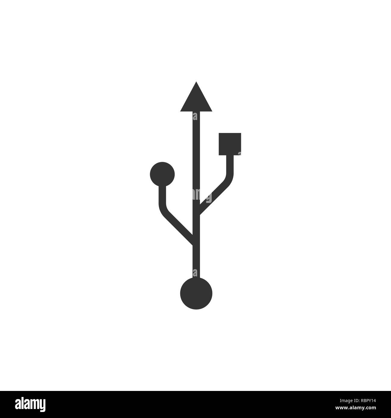 USB-Symbol, Symbol. Vector Illustration, flache Bauform. Stock Vektor