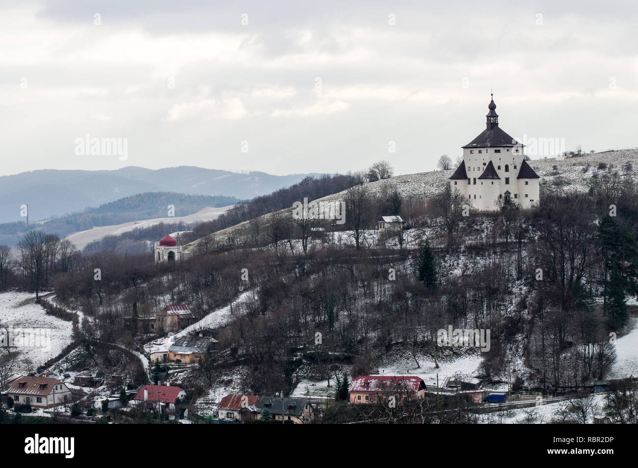 Die historische Bergbaustadt Banska Stiavnica in der Slowakei, ein UNESCO-Weltkulturerbe Stockfoto