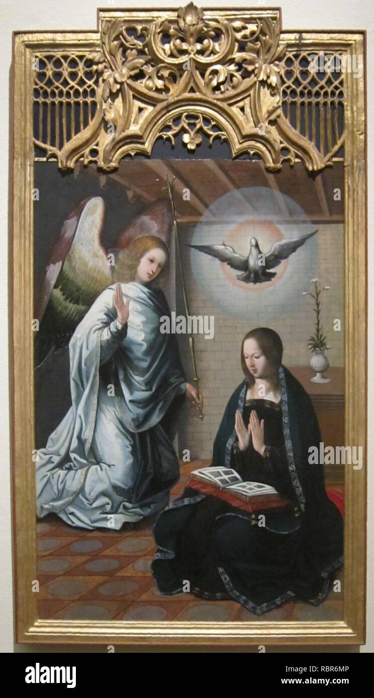 "Die Verkündigung" von Juan de Flandes, Cincinnati Art Museum. Stockfoto