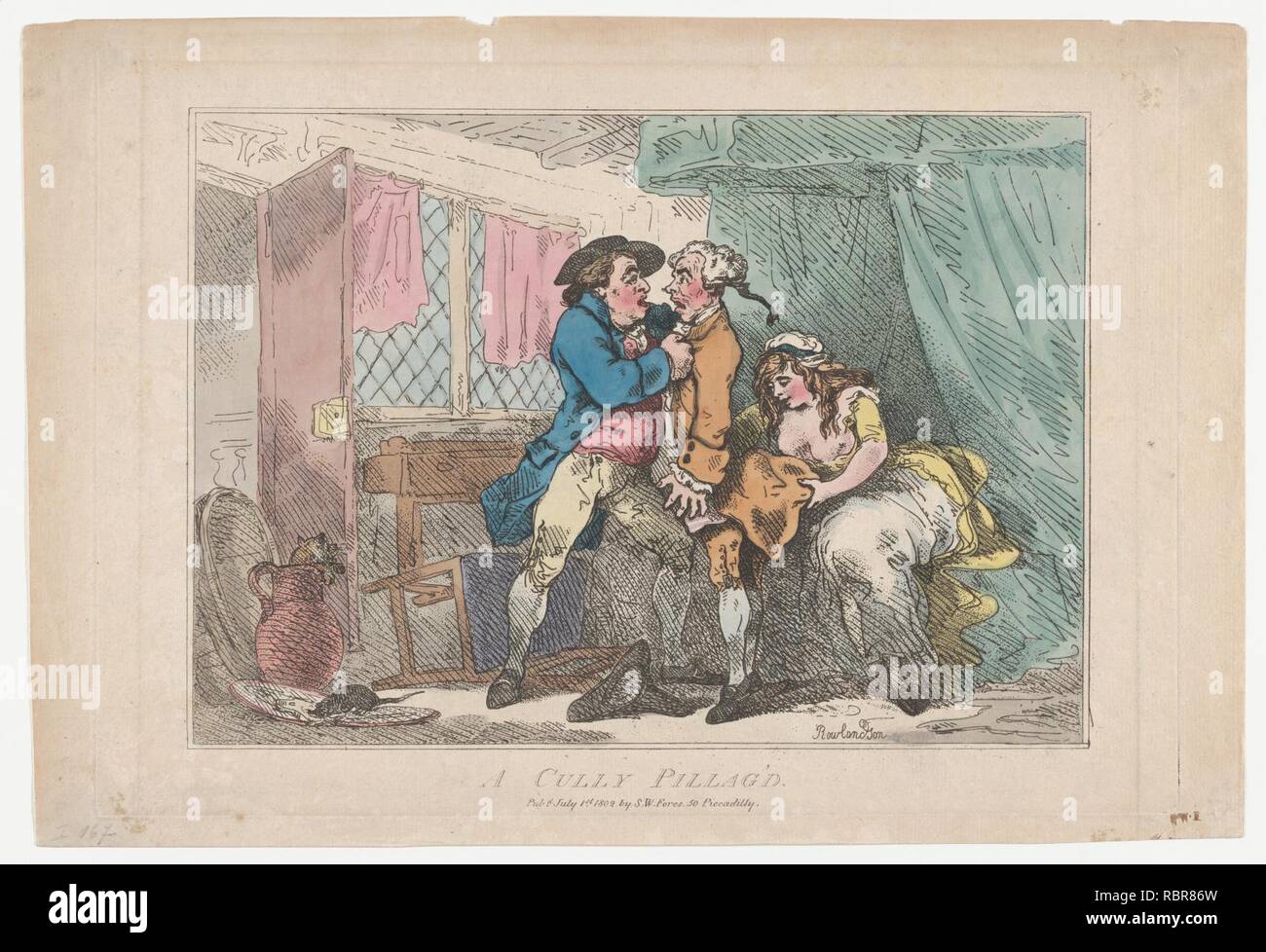 736708 Künstler: Thomas Rowlandson, Britischen, London 1757? 1827 London, Herausgeber: Samuel William Fores, Britischen, 1761?1838, Cully Pillag würde, 1. Juli 1802, handkolorierte Radierung, Blatt: 10 9/16? 15 3/8 in. (26.8? 39 cm) Platte: 9 3/4? 13 3/4 in. (24.8? 35 cm). Stockfoto