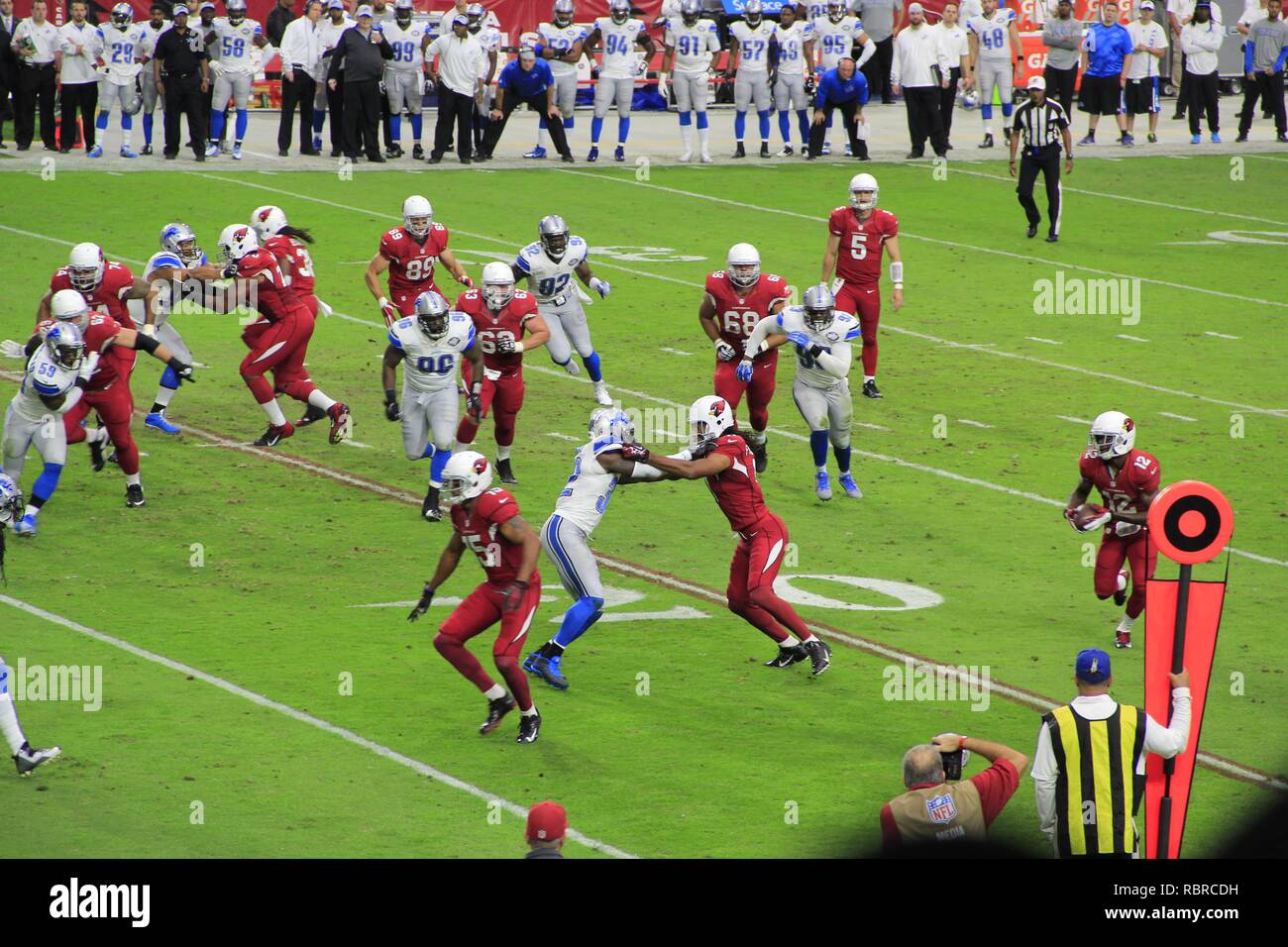 NOVEMBER 16, 2014 / Glendale, AZ USA: Die Arizona Cardinals host die Detroit Lions zu Hause an der Universität von Phoenix Stadium. Stockfoto