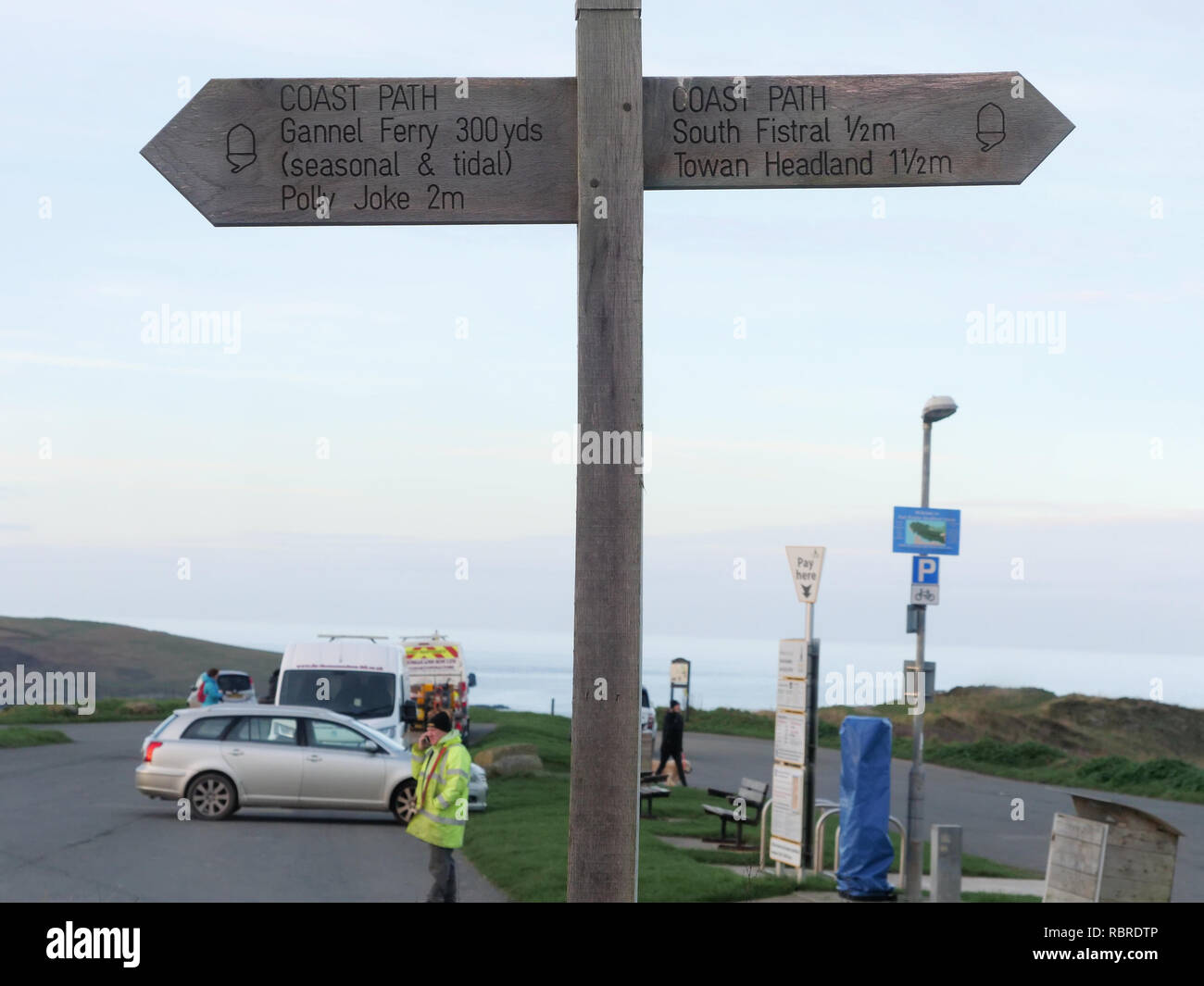 Die Bürger protestieren gegen Landraub in Cornwall. Stockfoto