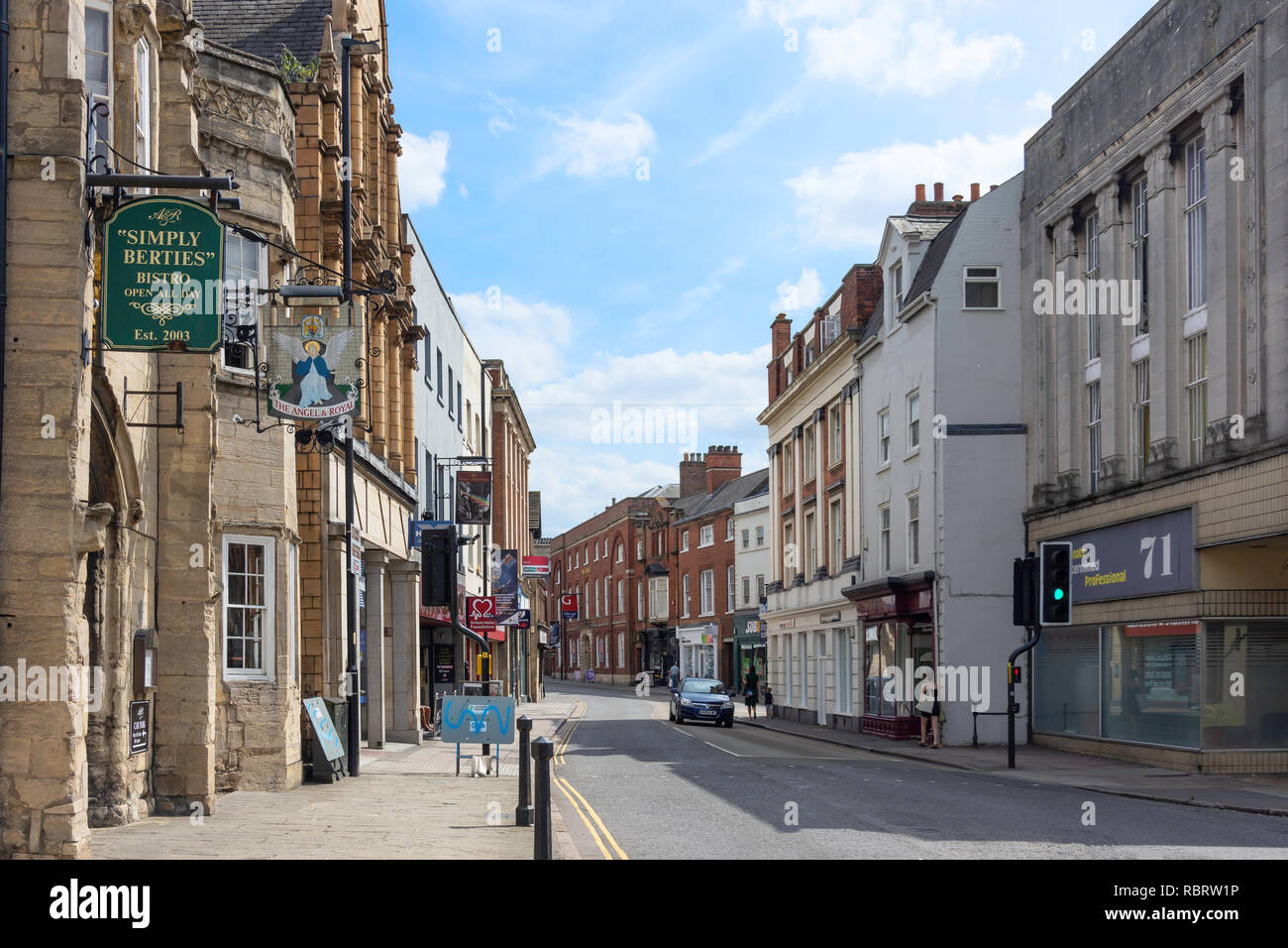 High Street, Grantham, Lincolnshire, England, Vereinigtes Königreich Stockfoto