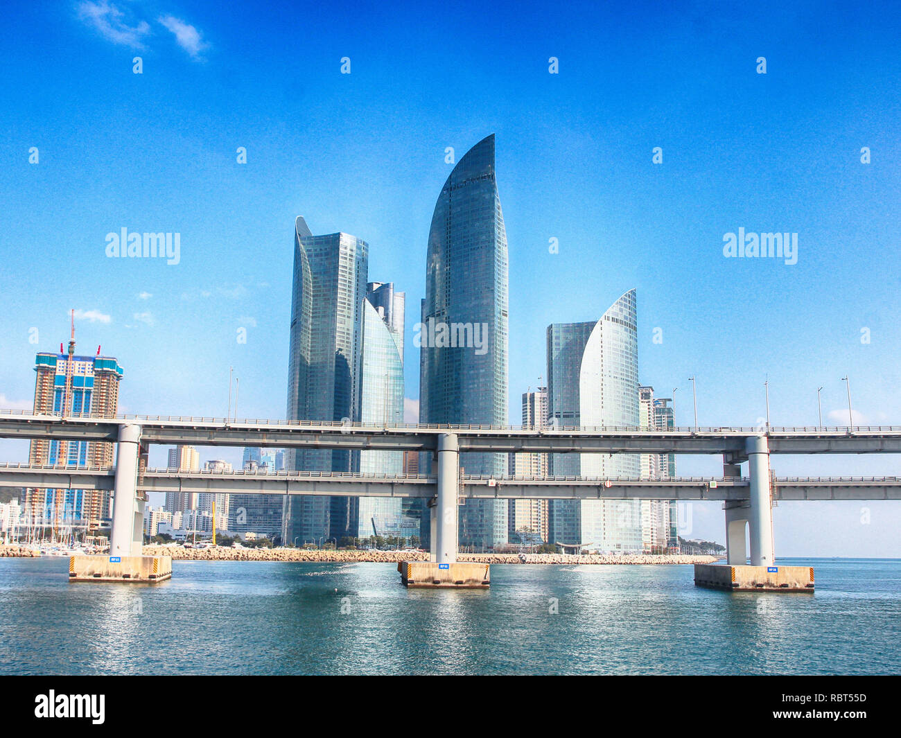 Und gwangandaegyo marinecity, Busan, Südkorea, Asien Stockfoto