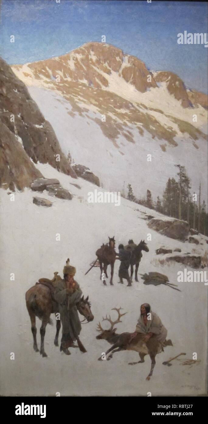 "Indische Elchjagd" von Henry Farny, Cincinnati Art Museum. Stockfoto