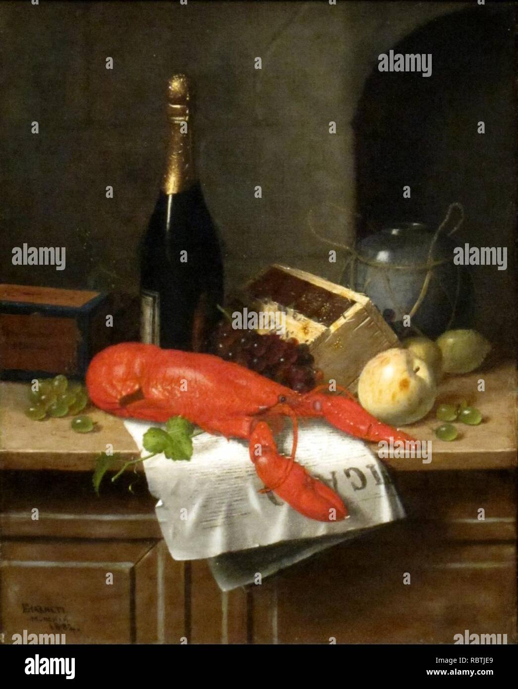 "Hummer und Le Figaro" von William Michael Harnett, Cincinnati Art Museum. Stockfoto